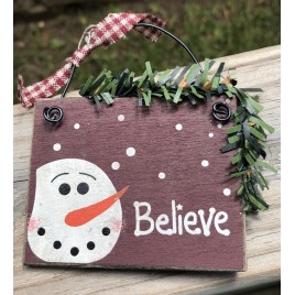  5932 - Believe Snowman Head Ornament 