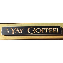 Primitive Engraved Wood Block G8277 Yay Coffee 