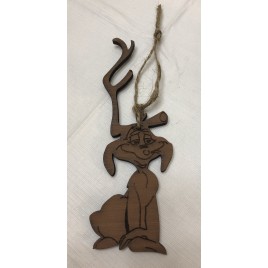 Wood Max with Antlers Handmade Christmas Ornament 