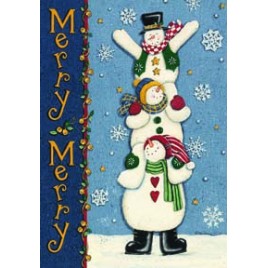 0142FM - Merry  Merry Snowman Garden Flag 