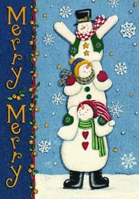 0142FM - Merry  Merry Snowman Garden Flag 