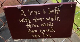 1025CP-A Home is Built with four walls wood sign 