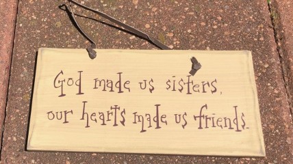 1031CP- God Made Us Sisters,our hearts made us friends wood sign 
