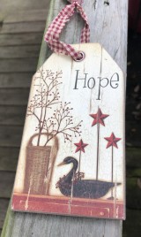107-53012 Hope with Berries,stars,duck wood tag 