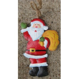 107031SB- Santa w/Bag metal ornament 