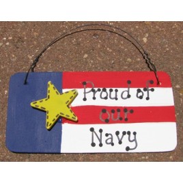 10977N - Proud of our Navy wood sign 