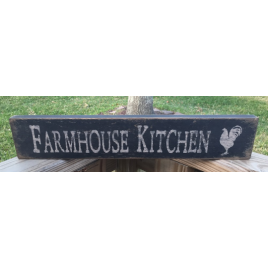 Primitive Wood Block   12648  Farmhouse Kitchen with Rooster