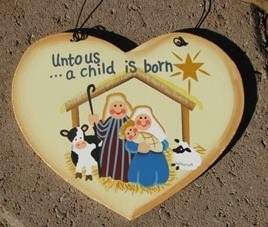 1331 - Unto us a Child is Born Wood Christmas Ornament 