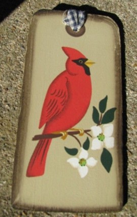   1451 - Red Cardinal Wood Tag