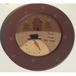 Primitive Wood Star Snowman Plate 31278S Snow place like home 