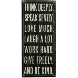 Primitive Wood Box Sign 17037 Think Deeply 
