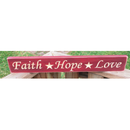 Primitive Wood Engraved Block 1708 Faith Hope Love