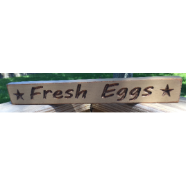 Primitive Wood engraved Block 1797 Fresh Eggs Antique White