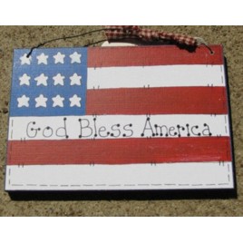 Patriotic Wood Sign 190F-God Bless America Flag