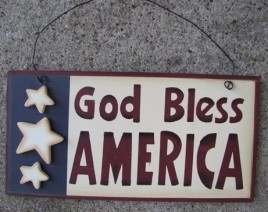 Patriotic Decor 2002A-God Bless America Wood Sign 