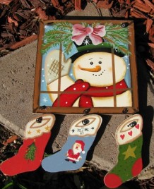 2064 - snowman window pane  wood sign