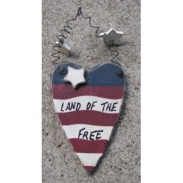 21685- Land of the Free wood Patrioic Heart 