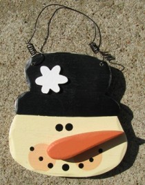 2443-71 Snowman Face Wood Ornament 