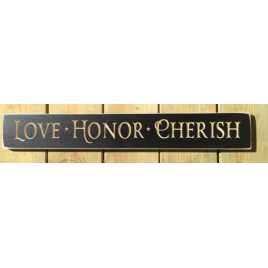 Primitive Wood Engraved Block Love Honor Cherish 