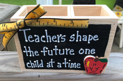 Teacher Gift 2713DC Teachers Shape the Future one child at a time Wood  Supply Box