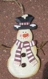 Snowman Wood Ornament  2813RS -Snowman Red Scarf 