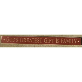 3008BUR-God's Greatest Gift is Family Engraved Wood Block 