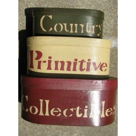 30224E - Country Primitive Collectibles set of 3 Nesting Boxes 