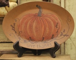  Give Thanks Pumpkin Plate Wood 31194 Fall Plate