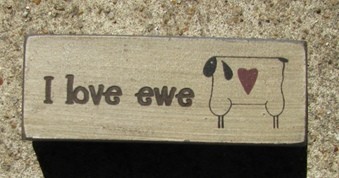  31392U - I Love Ewe wood block 