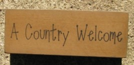 Primitive Wood Block 31417ACW - A Country Welcome