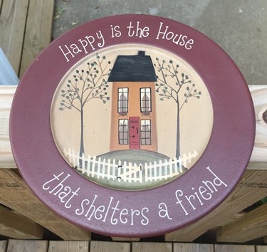 31662H - Happy is a House that shelters a friend wood plate 