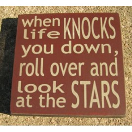 32347KM-When Life Knocks you Down, roll over at look at the stars wood block