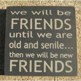 32362FB-We will be friends until we are old and senile...then we will be new friends wood block 