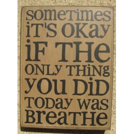  32417W - Sometimes It's Okay if the only thing you did today is breathe wood box sign
