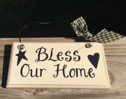 Primitive Wood Mini Sign 32901B - Bless Our Home 