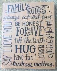 Primitive Wood Box Sign 32996 Family Rules  