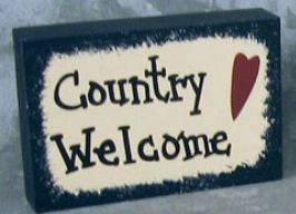 Primitive Wood Block 35111CW-Country Welcome