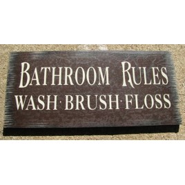  Primitive Wood Bathroom Rules Sign 36907M-Bathroom Rules Maroon