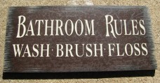  Primitive Wood Bathroom Rules Sign 36907M-Bathroom Rules Maroon