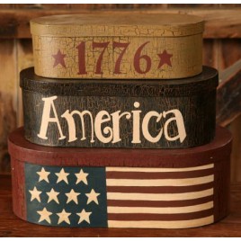 3B1312 1776 America set of 3 Paper Mache Nesting Box