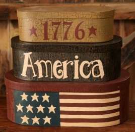 3B1312 1776 America set of 3 Paper Mache Nesting Box