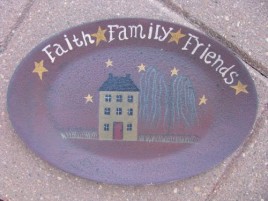 3w9652S Faith Family Friends Small wood Plate