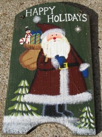 41974HH - Happy Holidays Santa Wood Sign 