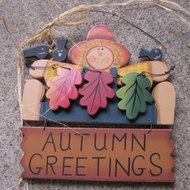  Autumn Greetings Wood Fall Sign  
