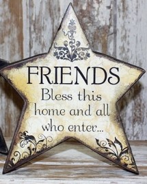 45366F - Friends Bless this Home and all who Enter Wood Standing Star 