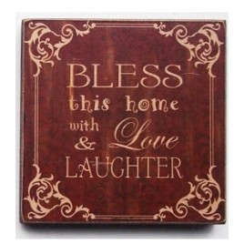 45368B - Bless This Home with love and laughter wood block 