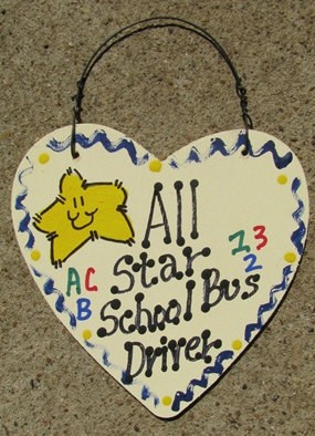 Teacher Gifts  5015 All Star School Bus Driver Wood Heart 