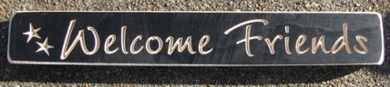 520WF - Welcome Friends Engraved Wood  Block 