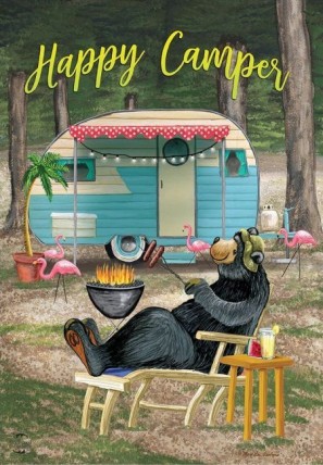 Happy Camper Bear Garden Flag 5047