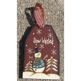  Wood Christmas 55719 Snowman Snow Wanted Tag